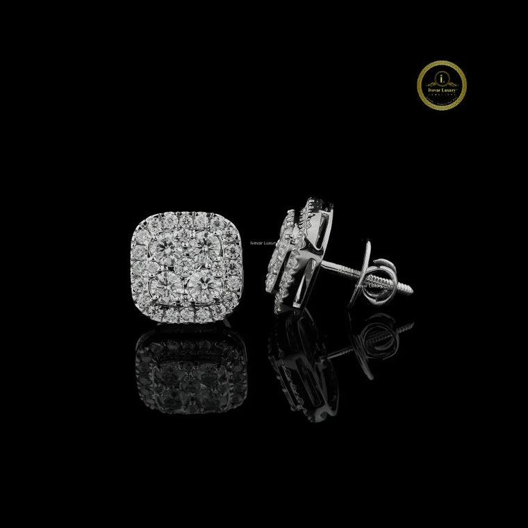 2.00 TCW Round Cut Lab Grown Diamond Cluster Stud Earrings - view 2