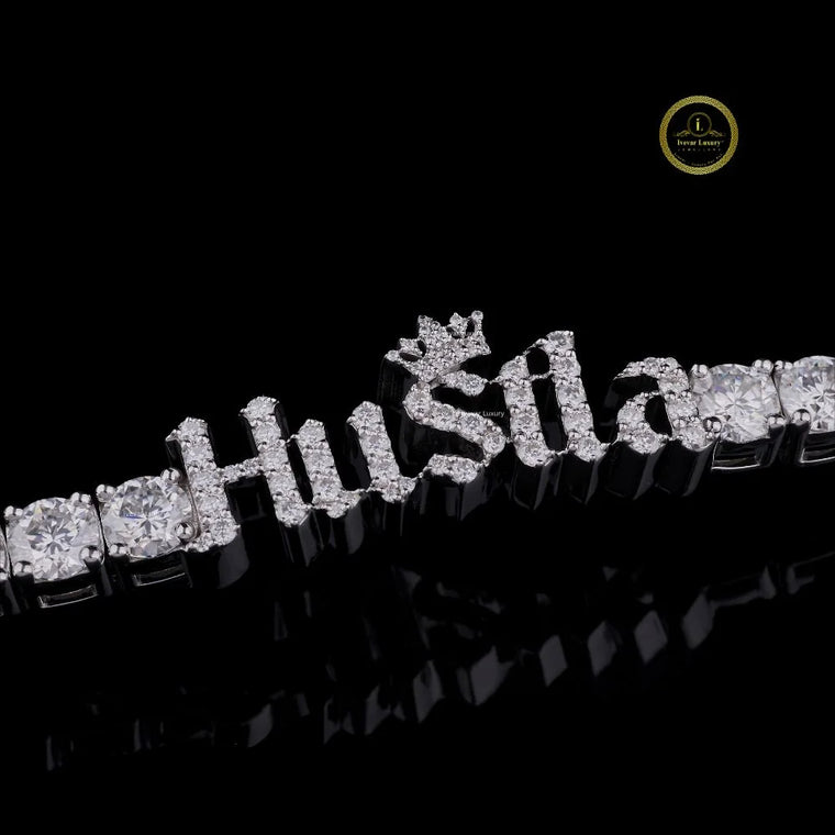 Custom Cut Lab Grown Diamond Name Tennis Bracelet - view 2