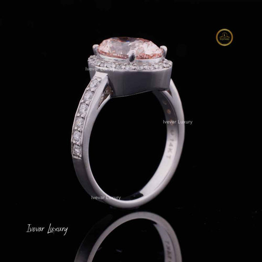 3CT Fancy Pink Oval Uniquely Designed Our Collection Crafted With Oval Cut  Ring For Women By Ivevar