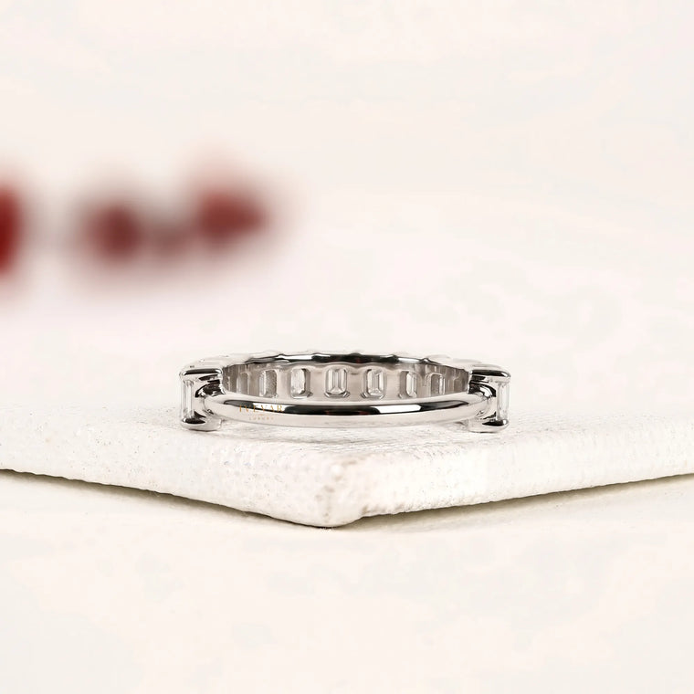 Emerald Cut Lab Diamond Half Eternity Band - view 2