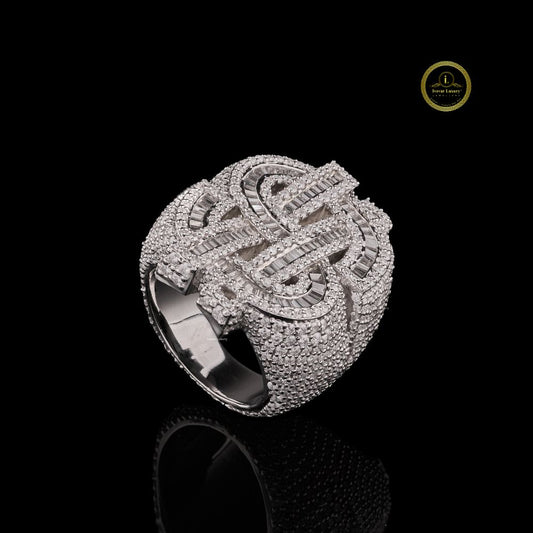 Fully Iced Dollar Sign Lab Grown Diamond Ring - view 2