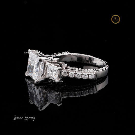 Custom Lab Grown Diamond White Gold Vintage Inspired Ring by Ivevar