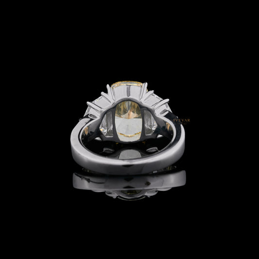 Fancy Vivid Yellow Cushion With Cadillac Sidestone Ring - view 4