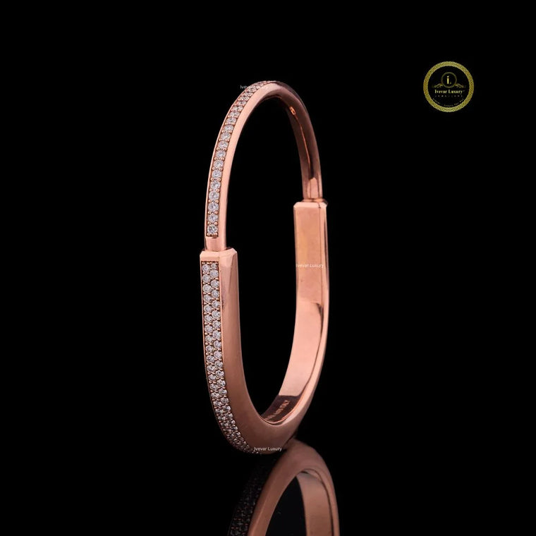 Minimalist Pave Hinged Bracelet - view 2