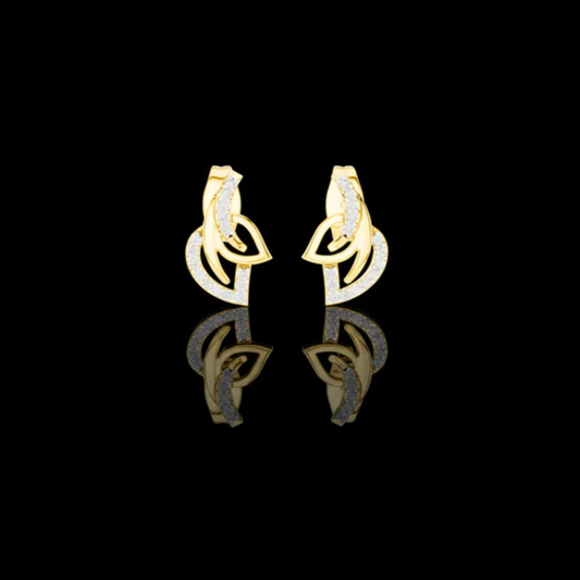 0.12 TCW AmorFlux Interwoven Curve Round Moissanite Diamond Earrings with Sparkle