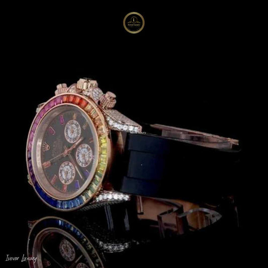 Bling & Balance: Half Iced Luxury Watch with Lab-Grown Diamonds – Ivevar