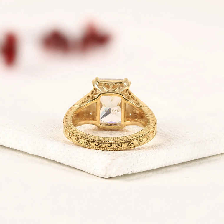 Radiant Cut Prong Set Pave Band Engagement Ring - view 2