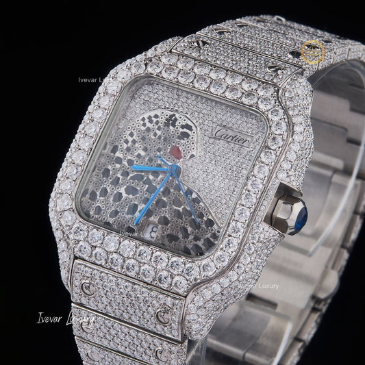 High Quality Luxury VVS Lab Grown Diamond Watch for Men Full Iced out Hip Hop Quartz Watch Perfect party by Ivevar