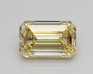 Brilliant Of 0.92 CT Emerald Shape Fancy Intense Yellow Color VS2 Clarity Lab Grown Diamond For Open Skies