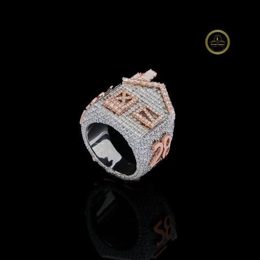 Luxury Full Hip Hop House Baguette & Round Cut Moissanite Ring By Ivevar