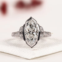 Filigree Inspire Marquise Cut Lab Grown Diamond Engagement Ring