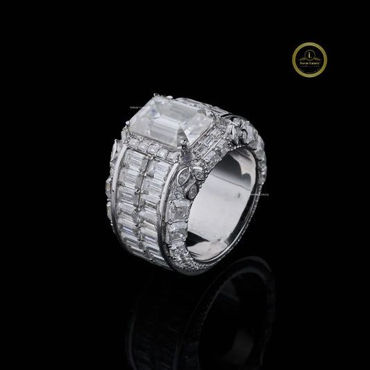 Luxury 4 CT Emerald Cut Lab Grown Diamond Statement Ring in White Gold By Ivevar
