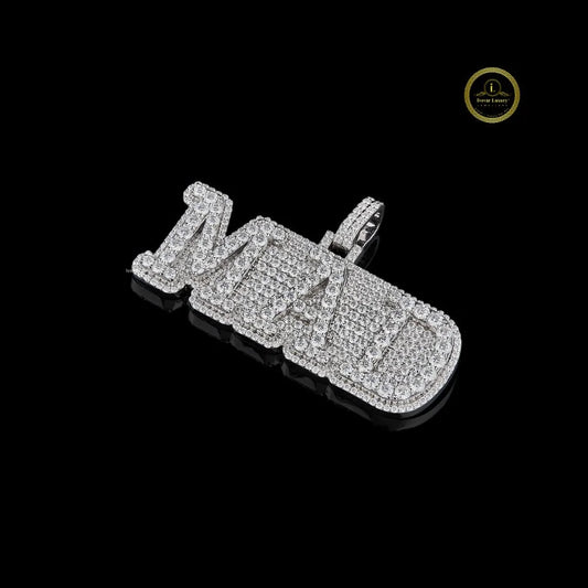 Custom MAD Lab Diamond Name Pendant with Fully Iced Out Hip Hop Luxury Jewelry Design By Ivevar