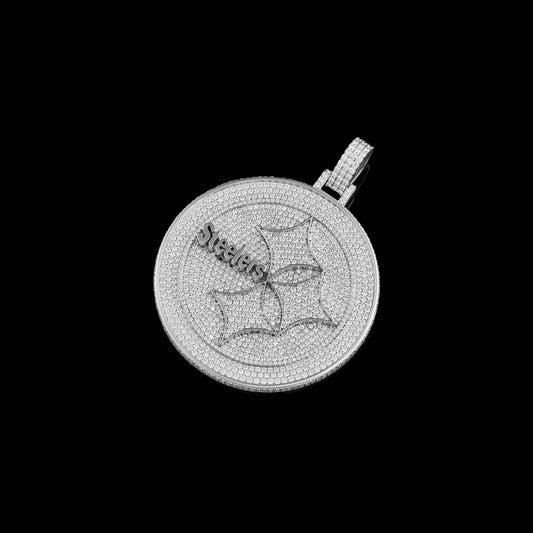 Custom Steelers Medallion Pendant Iced-Out Jewelry - view 3