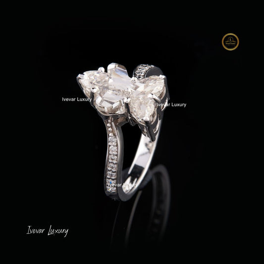 0.80 Fancy Cut Classic Design Handmade 925 Sterling Silver Moissanite Diamond Ring By Ivevar