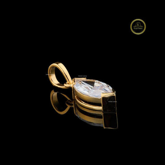 Elegant Marquise Cut Lab Diamond Pendant in Yellow Gold Minimal Luxury Jewelry Design for Everyday Wear By Ivevar