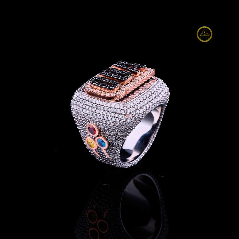 OBA Royal Heritage Ring Crafted in White and Rose Gold with Moissanite - view 2