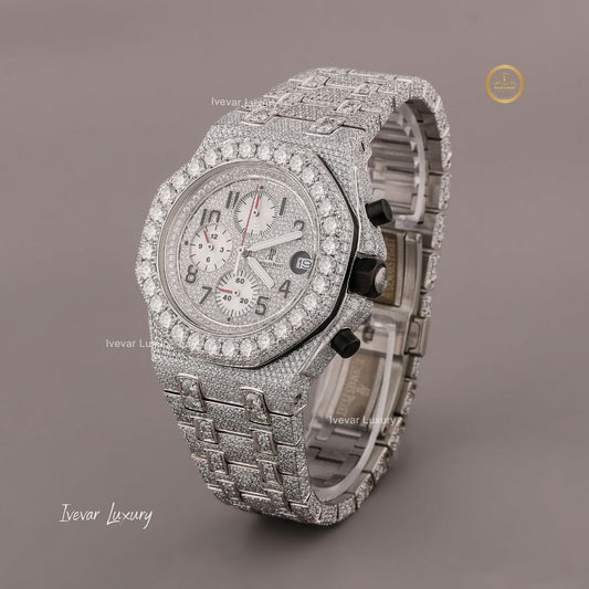 Full Iced Out D Color VVS1 Clarity Luxury Moissanite Diamond Wrist Watch By Ivevar