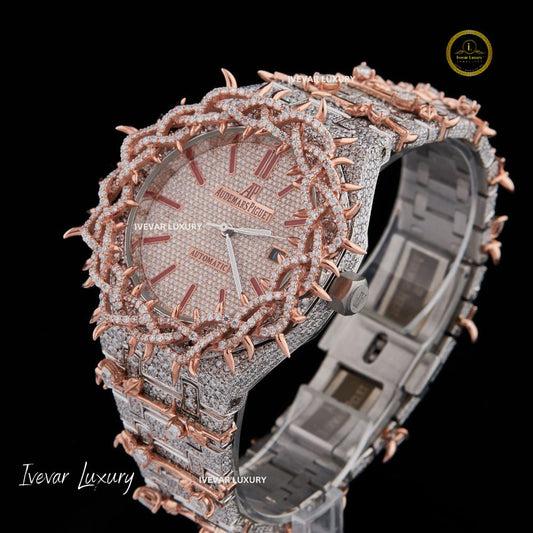 Rose Gold Attaretive Designer Luxury Look Iced Out Vvs Cut  Moissanite Diamond Classic Watch For Men Fashion by Ivevar