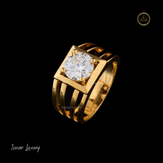 Handcrafted 3 Ct Rocket-Shaped Moissanite Diamond Ring in 14K Gold