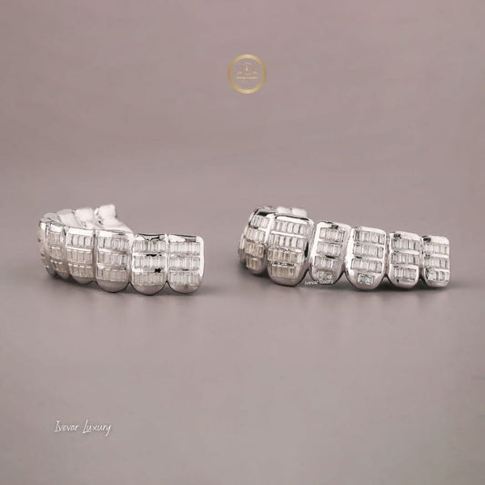 Hip Hop Grillz Jewelry - Custom Baguette Moissanite Diamond Gold/Silver Teeth