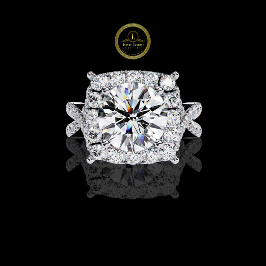 Chic Lab Diamond Ring for Her Gold Plated Sterling Silver Fashion Statement Piece
