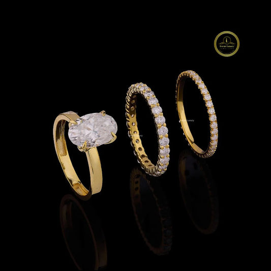 Oval Cut Moissanite Bridal Ring Set With Full Eternity Band - view 2