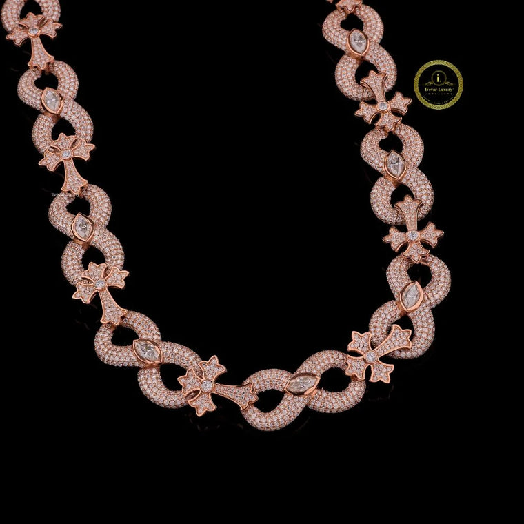 Iced Out Infinity Cross Link Choker Necklace - view 2