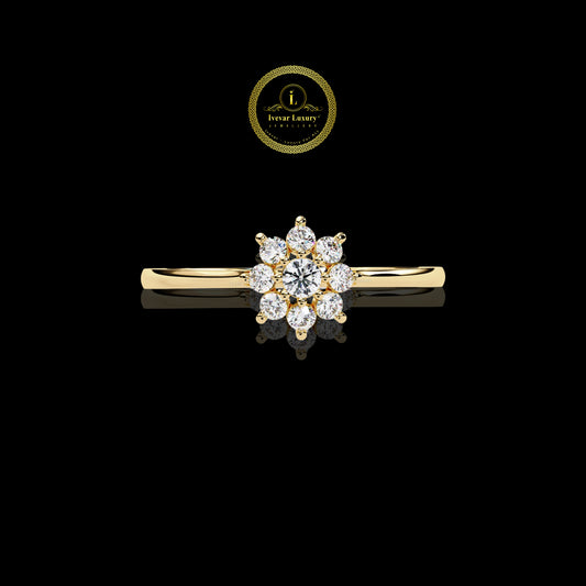 Stunning Lab Grown Diamond Ring S925 Sterling Silver Gold Plated Luxury Gift for Her