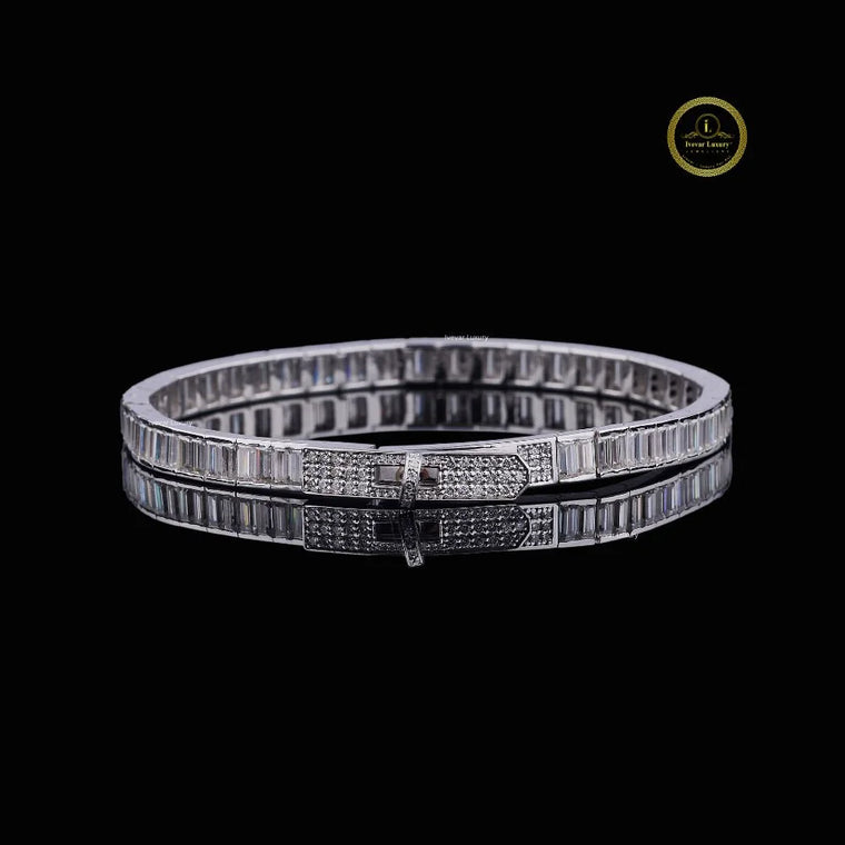 Emerald Cut Channel Set Moissanite Tennis Bracelet - view 2