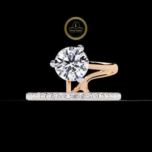 Luxury Solitaire Lab Diamond Ring 925 Silver Gold Plated Engagement Jewelry