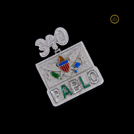 Custom PABLO Iced Out Enamel Pendant - view 2