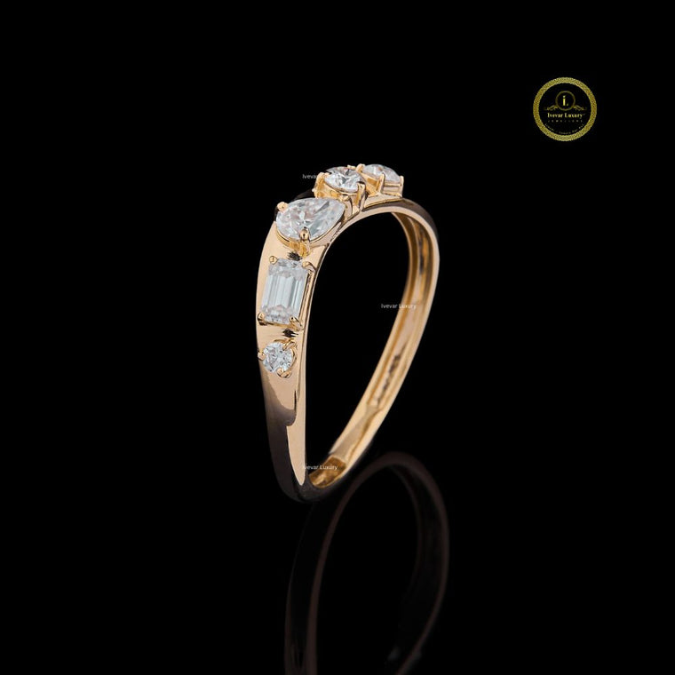 Pear, Baguette & Round Cut Lab Diamond Band Ring - view 2