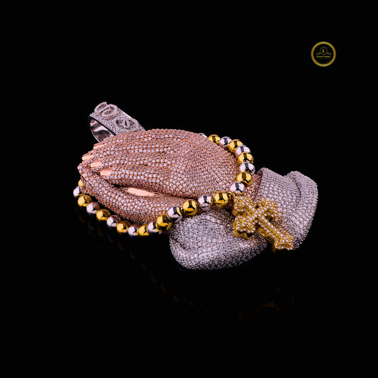 The Divine Grace Custom 3D Praying Hands Rosary Cross Pendant - view 2
