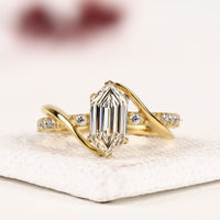 Elegant Dutch Marquise Cut Lab Grown Diamond Engagement Ring with Twisted Pave Band