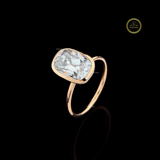 Elongated Cushion Cut Moissanite Bezel Set - view 2