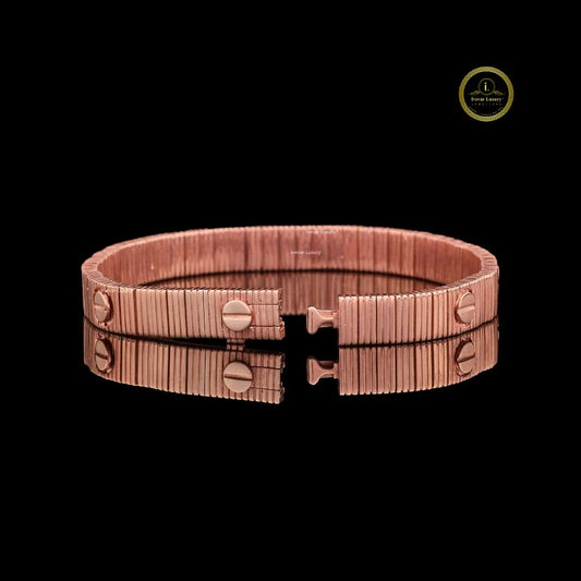 Ivevar Luxury Pleated Rose Gold Bracelet with Screw Detail By Ivevar