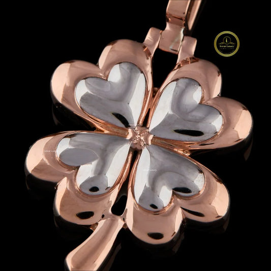 Elegant Four Leaf Clover Pendant in Rose Gold Luxury Jewelry Design for Good Luck By Ivevar