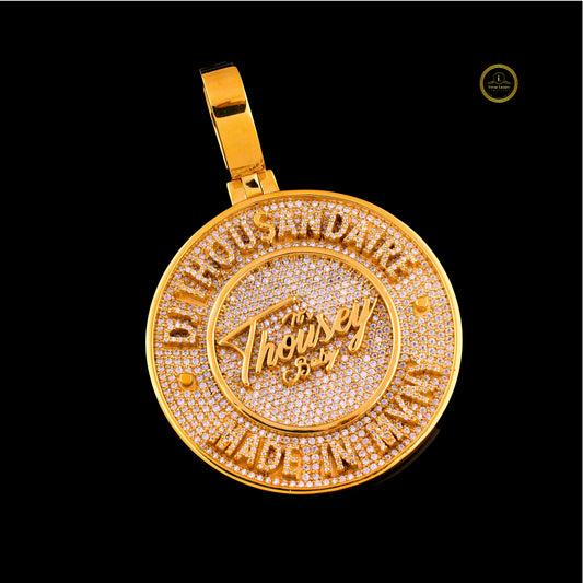 Iced-Out Custom Round Double Layer Star Medallion Pendant - view 2
