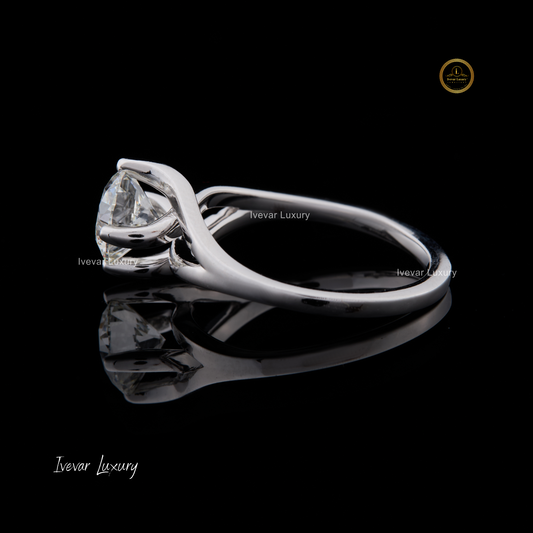 1.00 CT Round Lab Grown Diamond 925 Sterling Sliver Rings by Ivevar