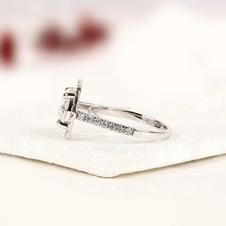 Round Cut Moissanite Cushion Halo Engagement Ring - view 2