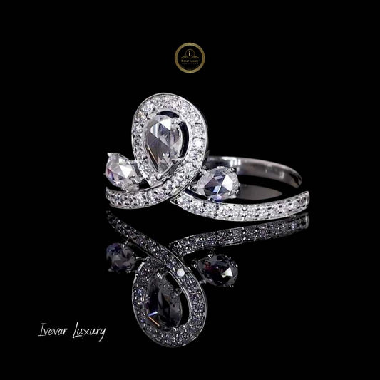 Vintage Style Rose Cut Natural Diamond Ring Luxury Antique Jewelry Ivevar