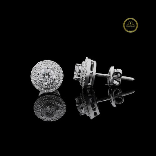 Luxury 2.00 CT Round Cut Lab Gown Diamond Halo Diamond Stud Earrings By Ivevar