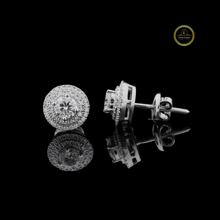 2.00 CT Round Cut Lab Grown Diamond Halo Stud Earrings - view 2