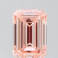 Premium 2.00 CT Emerald Shape Fancy Intense Pink Orange Color VS1 Clarity Moissanite Diamond For Custom Ring