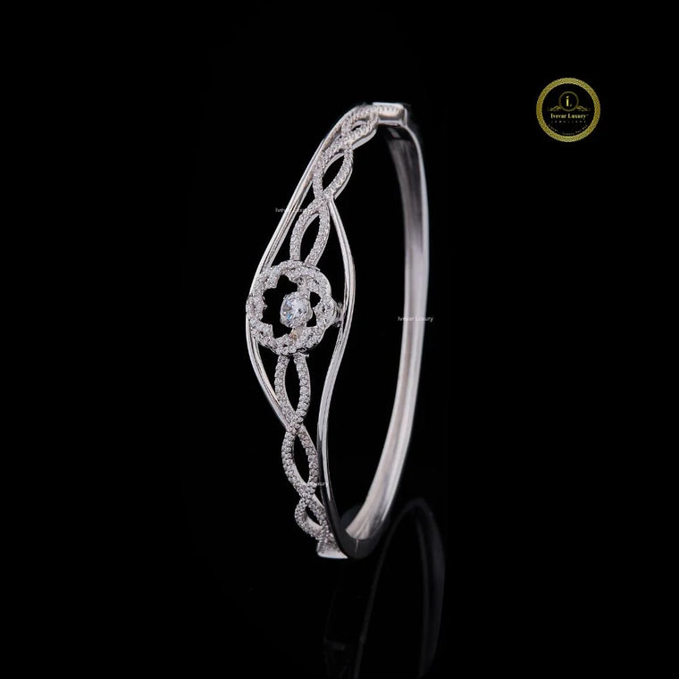 Round Cut Moissanite Twisted Infinity Bangle Bracelet - view 2