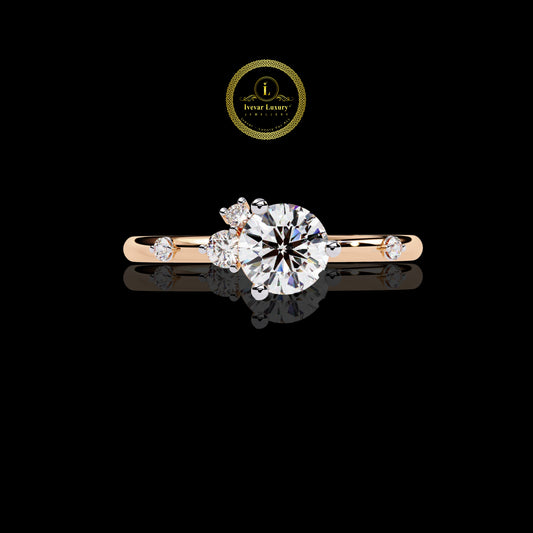 Dainty Lab Grown Diamond Ring  18K White Gold Plated Wedding Jewelry
