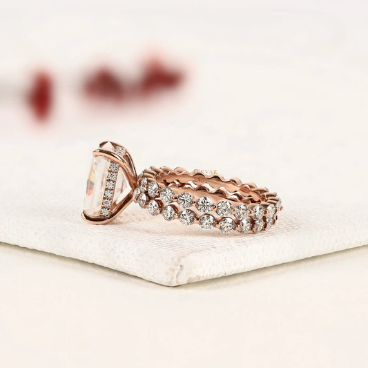 3.00 CT Ivevar Luxury Lab Grown Radiant Diamond Halo Engagement Ring in Rose Gold