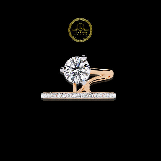 Minimalist Lab Grown Diamond Engagement Ring  925 Silver & White Gold