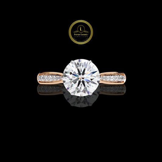 Sparkling Lab Grown Diamond Ring Gold & Sterling Silver Round Cut Engagement Ring